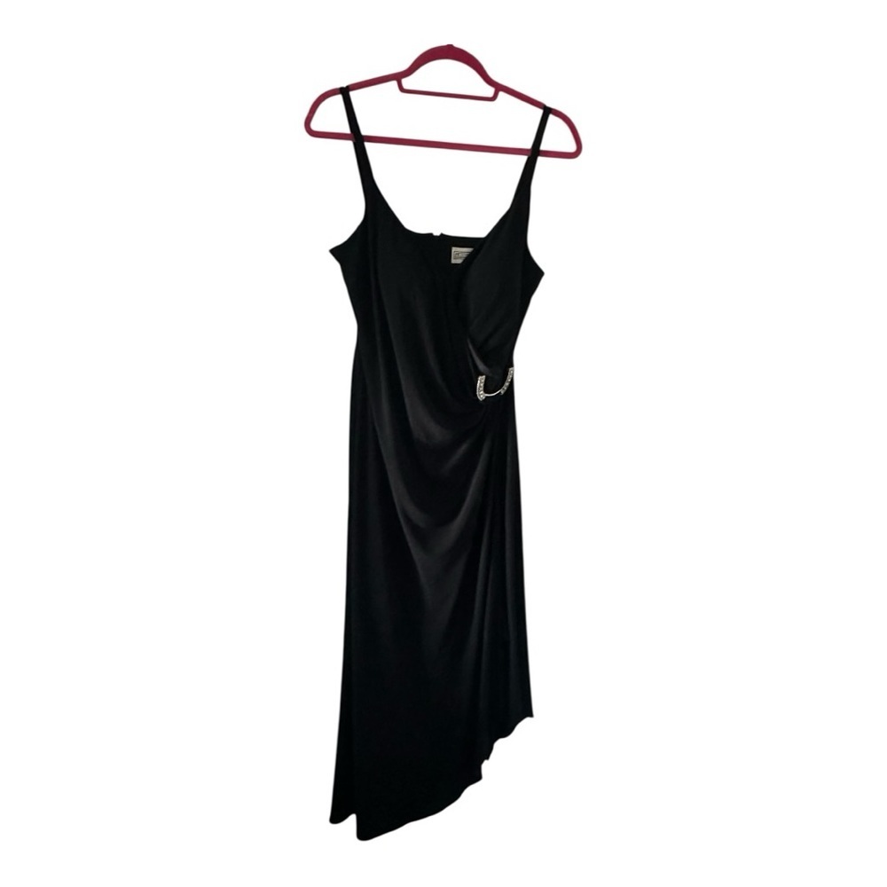 Jessica Howard Black Asymmetrical Maxi Dress with Wrap Detail Size 12